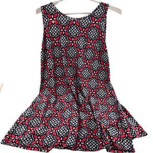 Crown & Ivy Women's size Large Swing Dress Knit Stretch Sleeveless pink navy